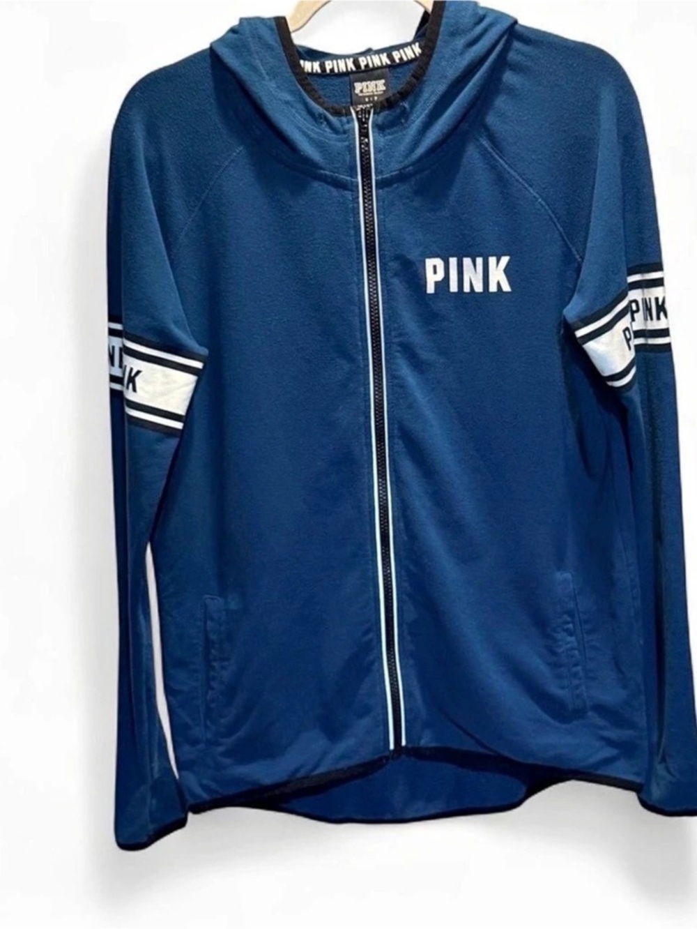 Victoria's Secret PINK Blue Zip Front Hoodie Like New